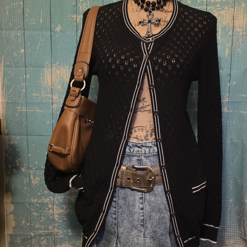 Y2k Vintage FYLO By NY LO Chic Black Women's Cardigan